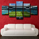 Miami Dolphins Field Hard Rock Football Stadium 5 Piece Canvas Wall Art Painting Wallpaper Poster Picture Print Photo Decor