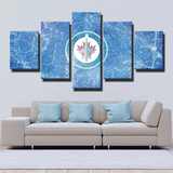 Winnipeg Jets NHL Hockey Team Scratched Ice Logo 5 Piece Canvas Wall Art Painting Wallpaper Poster Picture Print Photo Decor