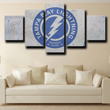 Tampa Bay Lightning Logo NHL Hockey Sports Team 5 Piece Canvas Wall Art Painting Wallpaper Poster Picture Print Photo Decor