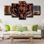 NFL Football Sports Team Chicago Bears Logo 5 Piece Canvas Wall Art Painting Wallpaper Poster Picture Print Photo Decor