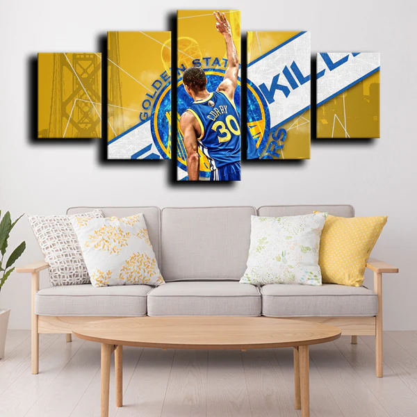 NBA Basketball Stephen Curry Golden State Warriors 5 Piece Canvas Wall Art Painting Wallpaper Poster Picture Print Photo Decor