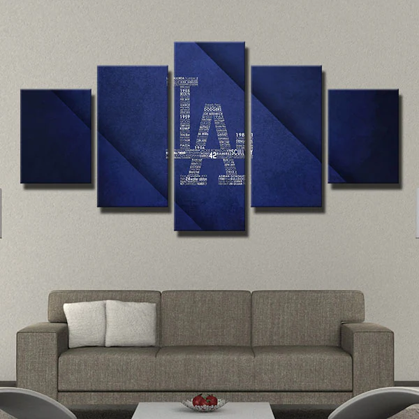 MLB Baseball Los Angeles Dodgers Sports Team Logo LA 5 Piece Canvas Wall Art Painting Wallpaper Poster Picture Print Photo Decor