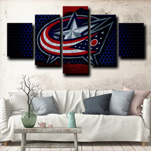 Columbus Blue Jackets NHL Hockey Sports Team Logo 5 Piece Canvas Wall Art Painting Wallpaper Poster Picture Print Photo Decor