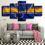 St. Louis Blues NHL Hockey Sports Team Logo Gold & Blue 5 Piece Canvas Wall Art Painting Wallpaper Poster Picture Print Photo Decor