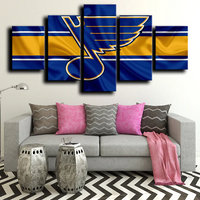St. Louis Blues NHL Hockey Sports Team Logo Gold & Blue 5 Piece Canvas Wall Art Painting Wallpaper Poster Picture Print Photo Decor