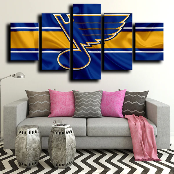 St. Louis Blues NHL Hockey Sports Team Logo Gold & Blue 5 Piece Canvas Wall Art Painting Wallpaper Poster Picture Print Photo Decor