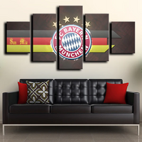 Bayern Munich Football Club Soccer Team Logo 5 Piece Canvas Wall Art Painting Wallpaper Poster Picture Print Photo Decor
