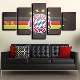 Bayern Munich Football Club Soccer Team Logo 5 Piece Canvas Wall Art Painting Wallpaper Poster Picture Print Photo Decor