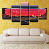 Allianz Arena Red Bayern Munich Football Stadium 5 Piece Canvas Wall Art Painting Wallpaper Poster Picture Print Photo Decor