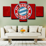 Bayern Munich Bundesliga Football Team Logo 5 Piece Canvas Wall Art Painting Wallpaper Poster Picture Print Photo Decor