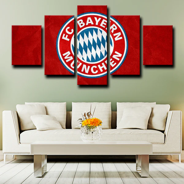 Bayern Munich Bundesliga Football Team Logo 5 Piece Canvas Wall Art Painting Wallpaper Poster Picture Print Photo Decor