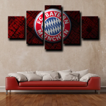 Bayern Munich Football Club Logo Bundesliga Team 5 Piece Canvas Wall Art Painting Wallpaper Poster Picture Print Photo Decor