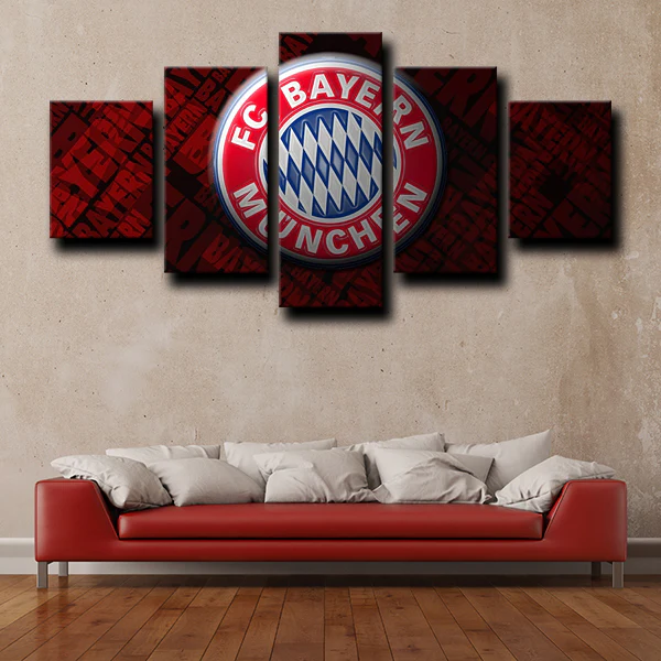Bayern Munich Football Club Logo Bundesliga Team 5 Piece Canvas Wall Art Painting Wallpaper Poster Picture Print Photo Decor