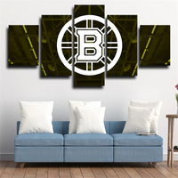 NHL Hockey Team Boston Bruins Logo 5 Piece Canvas Wall Art Painting Wallpaper Poster Picture Print Photo Decor