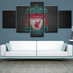 Liverpool FC Logo Premier League Football Team 5 Piece Canvas Wall Art Painting Wallpaper Poster Picture Print Photo Decor