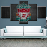 Liverpool FC Logo Premier League Football Team 5 Piece Canvas Wall Art Painting Wallpaper Poster Picture Print Photo Decor