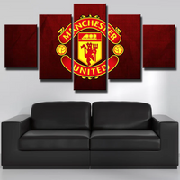 Manchester United The Red Devils Football Team Logo 5 Piece Canvas Wall Art Painting Wallpaper Poster Picture Print Photo Decor