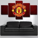 Manchester United The Red Devils Football Team Logo 5 Piece Canvas Wall Art Painting Wallpaper Poster Picture Print Photo Decor