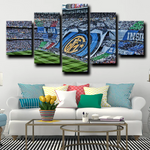 Inter Milan Football Club Logo & Stadium San Siro 5 Piece Canvas Wall Art Painting Wallpaper Poster Picture Print Photo Decor