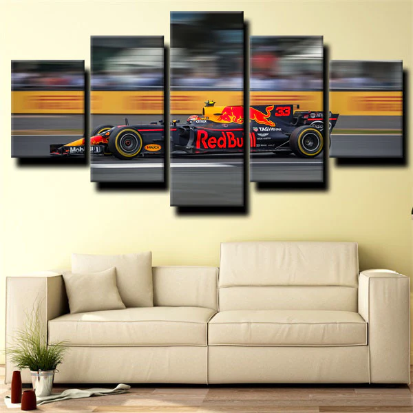 Red Bull Racing Formula 1 Car No 33 Sports Car 5 Piece Canvas Wall Art Painting Wallpaper Poster Picture Print Photo Decor