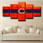 NFL Team Chicago Bears Logo Football Sports 5 Piece Canvas Wall Art Painting Wallpaper Poster Picture Print Photo Decor