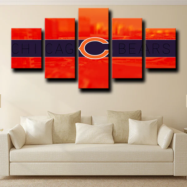 NFL Team Chicago Bears Logo Football Sports 5 Piece Canvas Wall Art Painting Wallpaper Poster Picture Print Photo Decor
