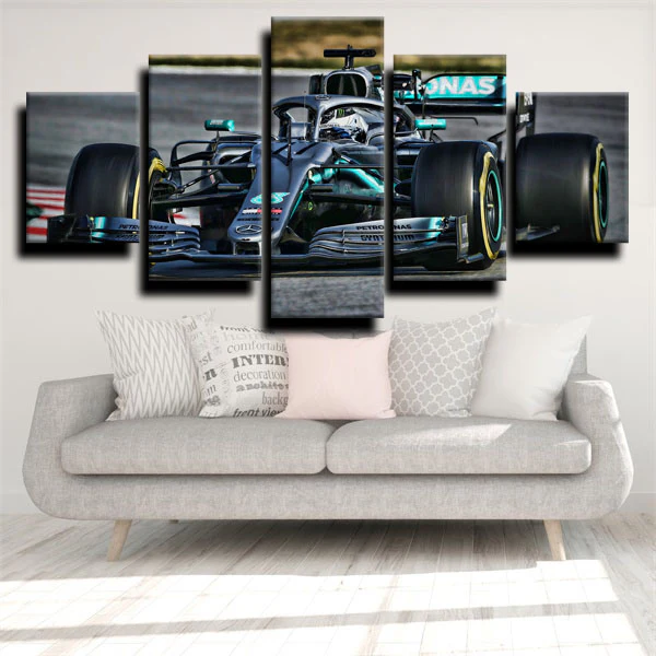 Formula 1 Race Car Mercedes W10 Sports Car 5 Piece Canvas Wall Art Painting Wallpaper Poster Picture Print Photo Decor
