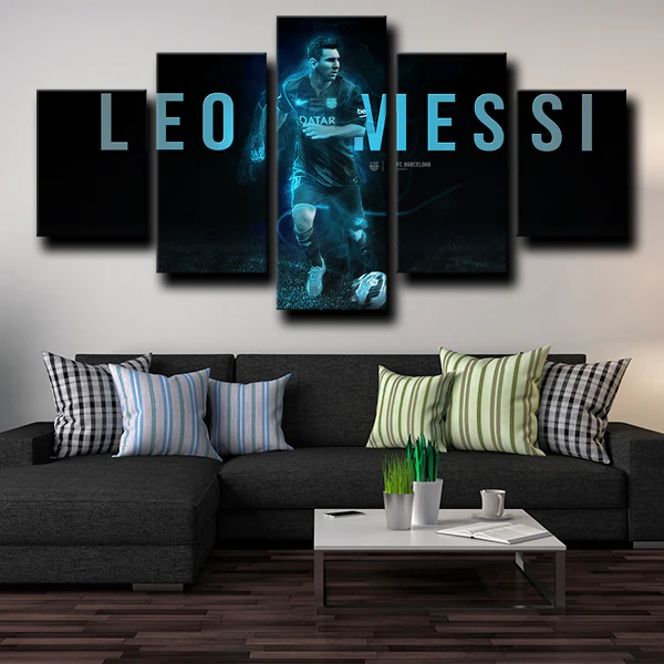 LM10 Lionel Messi FC Barcelona Forward Football Legend 5 Piece Canvas Wall Art Painting Wallpaper Poster Picture Print Photo Decor