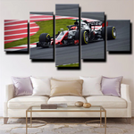 Formula 1 Race Car on Track Haas VF-18 Sports Car 5 Piece Canvas Wall Art Painting Wallpaper Poster Picture Print Photo Decor
