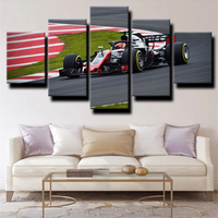 Formula 1 Race Car on Track Haas VF-18 Sports Car 5 Piece Canvas Wall Art Painting Wallpaper Poster Picture Print Photo Decor