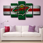 Minnesota Wild NHL Hockey Sports Team Logo 5 Piece Canvas Wall Art Painting Wallpaper Poster Picture Print Photo Decor