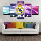 Real Madrid CF La Liga Team Colorful Logo 5 Piece Canvas Wall Art Painting Wallpaper Poster Picture Print Photo Decor