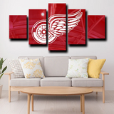 Detroit Red Wings NHL Sports Hockey Team Red Logo 5 Piece Canvas Wall Art Painting Wallpaper Poster Picture Print Photo Decor