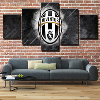Serie A Football Club Juventus FC Soccer Team Logo 5 Piece Canvas Wall Art Painting Wallpaper Poster Picture Print Photo Decor