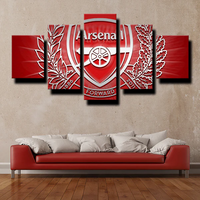 Premier League Team Arsenal FC Logo Red & White 5 Piece Canvas Wall Art Painting Wallpaper Poster Picture Print Photo Decor