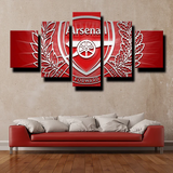 Premier League Team Arsenal FC Logo Red & White 5 Piece Canvas Wall Art Painting Wallpaper Poster Picture Print Photo Decor