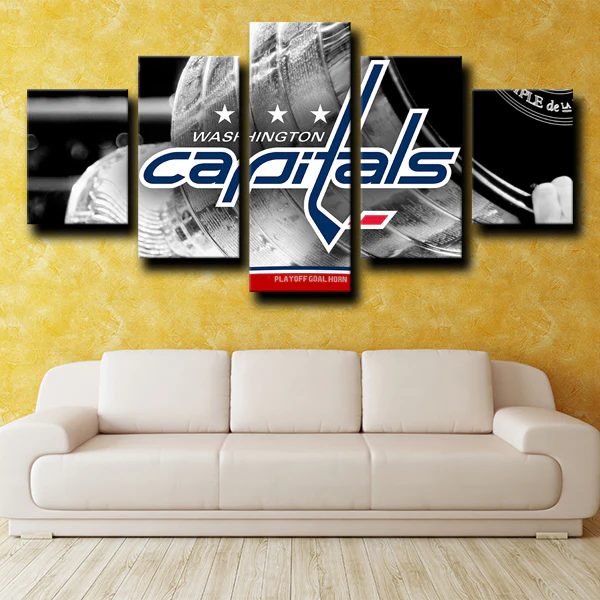 Washington Capitals Sports Team NHL Hockey Logo 5 Piece Canvas Wall Art Painting Wallpaper Poster Picture Print Photo Decor