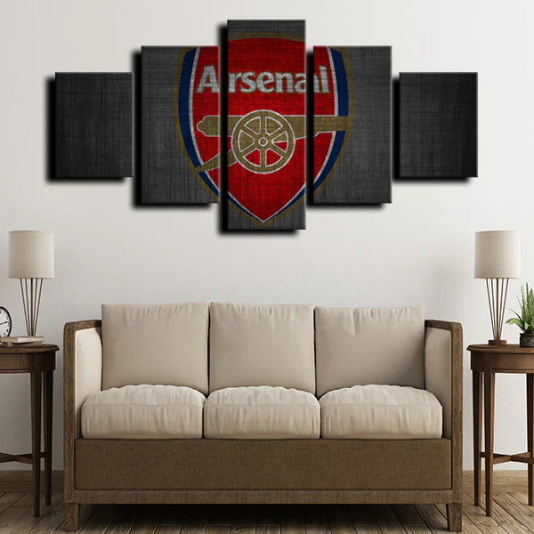 Arsenal The Gunners Premier League Football Team Logo 5 Piece Canvas Wall Art Painting Wallpaper Poster Picture Print Photo Decor