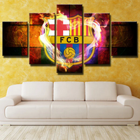 FC Barcelona La Liga Football Team Logo Heart 5 Piece Canvas Wall Art Painting Wallpaper Poster Picture Print Photo Decor
