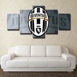 Italian Football Club Juventus FC Logo Soccer Team 5 Piece Canvas Wall Art Painting Wallpaper Poster Picture Print Photo Decor