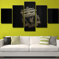 Premier League Football Team Liverpool FC Logo 5 Piece Canvas Wall Art Painting Wallpaper Poster Picture Print Photo Decor