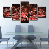 Liverpool FC Fans in Full Glory Anfield Atmosphere 5 Piece Canvas Wall Art Painting Wallpaper Poster Picture Print Photo Decor
