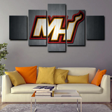 NBA Miami Heat Basketball Sports Team Logo 5 Piece Canvas Wall Art Painting Wallpaper Poster Picture Print Photo Decor