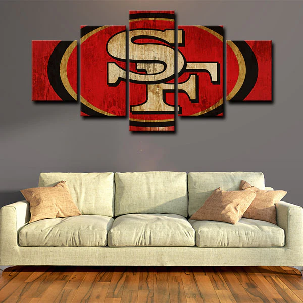 NFL Football Sports San Francisco 49ers Team Logo 5 Piece Canvas Wall ...