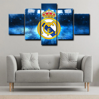 Real Madrid CF La Liga Football Team Logo 5 Piece Canvas Wall Art Painting Wallpaper Poster Picture Print Photo Decor