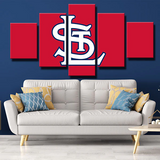 MLB St. Louis Cardinals Baseball Sports Team Logo 5 Piece Canvas Wall Art Painting Wallpaper Poster Picture Print Photo Decor
