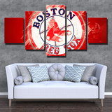 Baseball Sports Team Boston Red Sox MLB Logo Red 5 Piece Canvas Wall Art Painting Wallpaper Poster Picture Print Photo Decor