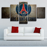 Paris Saint-Germain PSG Football Club Retro Logo 5 Piece Canvas Wall Art Painting Wallpaper Poster Picture Print Photo Decor