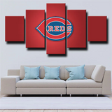 Cincinnati Reds Jays MLB Baseball Team Red Logo 5 Piece Canvas Wall Art Painting Wallpaper Poster Picture Print Photo Decor
