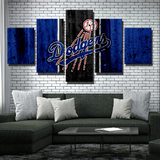 MLB Los Angeles Dodgers Logo Baseball Sports Team 5 Piece Canvas Wall Art Painting Wallpaper Poster Picture Print Photo Decor